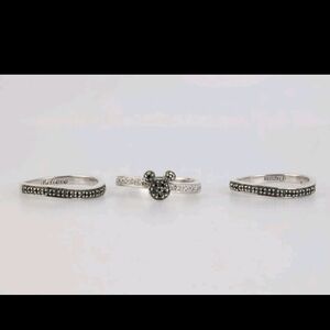 Silver and Black Ring Set